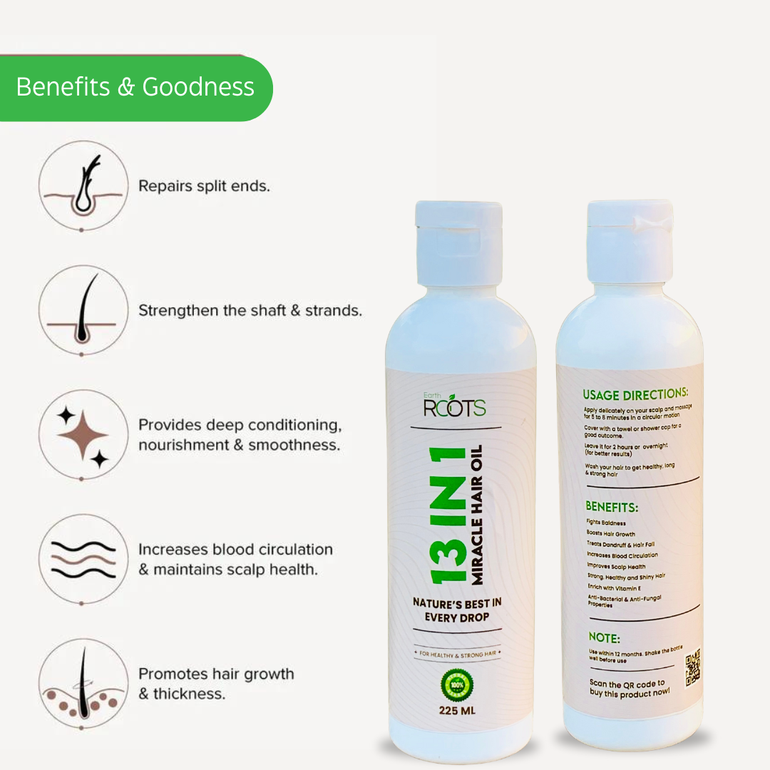 EarthRoots™ 13 in 1 Miracle Hair Oil | 100% Results